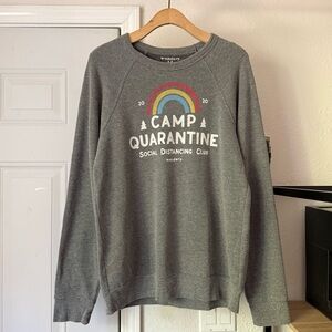 WONDERY heather grey crew neck raglan graphic long sleeve pullover sweater